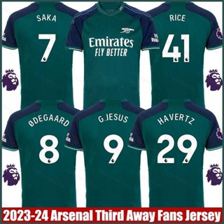 เสื้อยืดกีฬาแขนสั้น ลาย SY3 2023-2024 Arsenal Third Away Jersey Rice Degaard Havertz Saka Jesus พลัสไซซ์ YS3