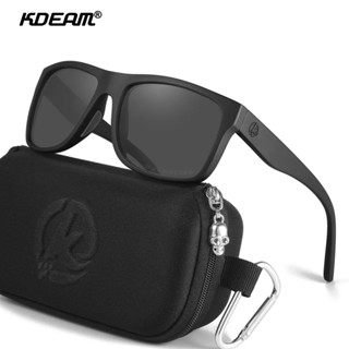 KDEAM แว่นตากันแดด Polarized เลนส์โพลาไรซ์ TR90 ทรงสี่เหลี่ยม แต่งซิป สีดํา สําหรับผู้ชาย