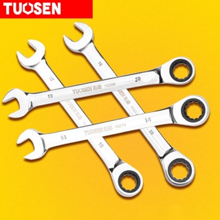 TUOSEN ปากตาย ประแจแหวนข้าง แหวนฟรี แหวนก๊อกแก๊ก คอตรง/พับไม่ได้  เบอร์ 6-24mm.