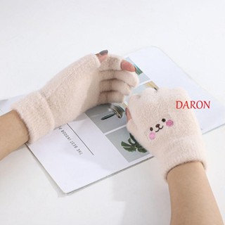 Daron ถุงมือผ้าแคชเมียร์ ลายหน้ายิ้มน่ารัก ไร้นิ้ว สไตล์คลาสสิก เหมาะกับฤดูหนาว สําหรับใส่โทรศัพท์มือถือ เล่นเกมส์ ใช้ในสํานักงาน