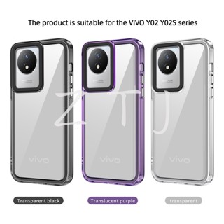 เคสโทรศัพท์มือถือ PC ใส กันกระแทก กันรอยนิ้วมือ สีเหลือง สําหรับ VIVO Y02 Y02S