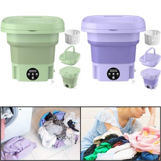 New 8L Portable Washing Machine Folding Mini Washer with Blue Light Drain Basket