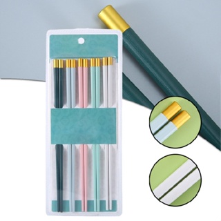 5 pairs Anti Slip High Temperature Resistant Household 5-color Alloy Chopsticks