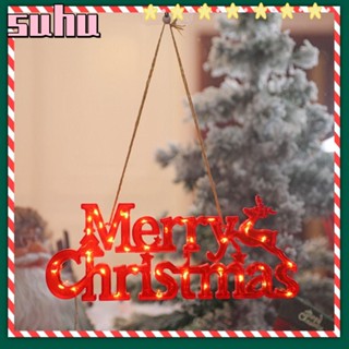 Suhuhd โคมไฟแขวน รูปตัวอักษร Merry Christmas สีแดง สําหรับตกแต่งต้นคริสต์มาส ในร่ม และกลางแจ้ง