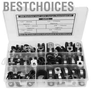 Bestchoices 52Pcs Stainless Steel Rubber Sleeve Cable Clamp  -Corrosion Clips Assortment Kit For Wire