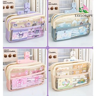 Taylor2pv กระเป๋าดินสอ PVC ใส ลายการ์ตูนอนิเมะ Cinnamoroll Kuromi Melody น่ารัก ของขวัญ สําหรับเด็กผู้หญิง