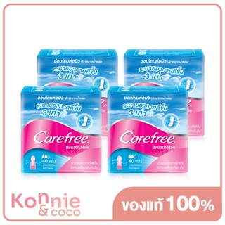 [แพ็คสี่] Carefree แผ่นอนามัย Panty Liner Fragrance-Free Breathable [40pcs x 4pack] แผ่นอนามัยไม่มีน้ำหอม รุ่นระบายอ...