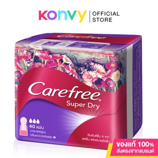 Carefree แผ่นอนามัย Super Dry Regular Scented 40pcs แคร์ฟรี ซุปเปอร์ ดราย แผ่นอนามัย แบบมีน้ำหอม กลิ่นชาวเวอร์ เฟรช.