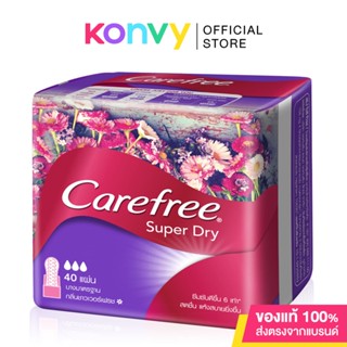 Carefree แผ่นอนามัย Super Dry Regular Scented 40pcs แคร์ฟรี ซุปเปอร์ ดราย แผ่นอนามัย แบบมีน้ำหอม กลิ่นชาวเวอร์ เฟรช.