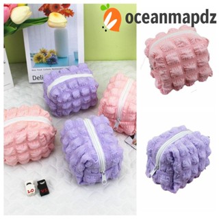 Oceanmapdz กระเป๋าใส่เหรียญ จีบเมฆ สี่เหลี่ยม ขนาดเล็ก แฟชั่น กระเป๋าสตางค์ ซิป ใส่บัตรเครดิต สุภาพสตรี