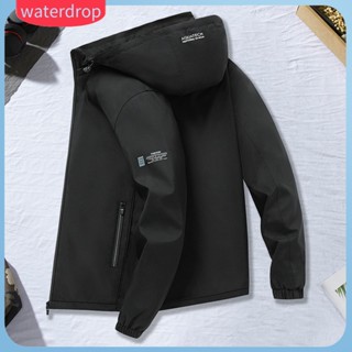 [waterdrop] เสื้อแจ็กเก็ตกันลม มีฮู้ด มีซิป ปิดด้านข้าง กันน้ํา เหมาะกับฤดูใบไม้ผลิ และฤดูใบไม้ร่วง สําหรับผู้ชาย