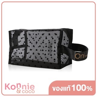 Oni Oversize Square Mesh Cosmetic Bag #Black Mesh Black Heart.