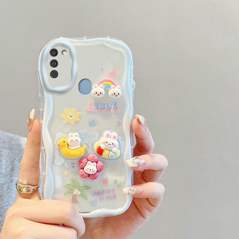 เคส samsung a11 เคสซัมซุง a11 เคสโทรศัพท์มือถือ ลายตุ๊กตา 3D สีครีม สําหรับ Samsung a11 Samsung m11 - รูปที่ 3