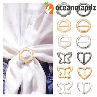 Oceanmapdz สายรัดฮิญาบ ผ้าพันคอ ผ้าคลุมไหล่ ลายดอกไม้ ผีเสื้อ คลาสสิก สีเงิน