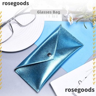 Rosegoods1 กระเป๋าใส่แว่นตาอ่านหนังสือ แบบหนัง น้ําหนักเบา กันน้ํา สีพื้น แฟชั่นสําหรับผู้หญิง