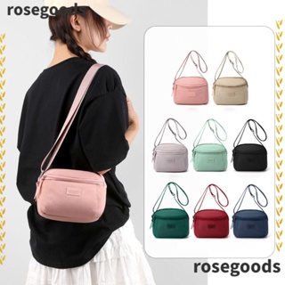 Rosegoods1 กระเป๋าสะพายไหล่ ผ้าไนล่อน ความจุขนาดใหญ่ สีพื้น แฟชั่นสําหรับผู้หญิง