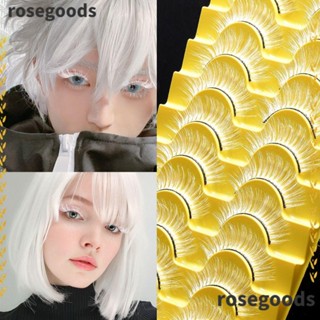 Rosegoods1 ขนตาปลอมแฟชั่น สีขาว ใช้ซ้ําได้ สําหรับแต่งคอสเพลย์ฮาโลวีน