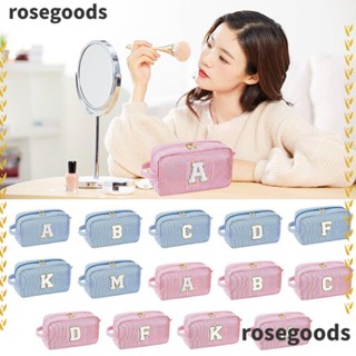 Rosegoods1 กระเป๋าเครื่องสําอาง ผ้าไนล่อน มีซิป ขนาดใหญ่ จุของได้เยอะ สําหรับผู้หญิง