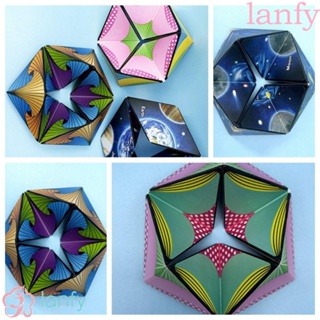 Lanfy ของเล่นลูกบาศก์มายากล พลาสติก เปลี่ยนสีได้ 3D หลากสีสัน สําหรับเด็ก