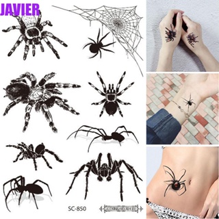 Javier รอยสักปลอม ลายแมงมุม 3D หลากสีสัน น่ากลัว เหมาะกับฮาโลวีน สําหรับผู้หญิง