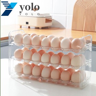 Yolo กล่องพลาสติกใส กันลื่น สีเขียว ม่วง สําหรับเก็บไข่