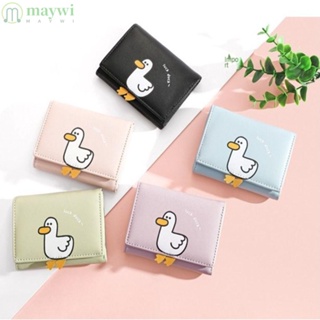 Maywi กระเป๋าสตางค์ใบสั้น หนัง PU ลายเป็ดน่ารัก ใส่เหรียญได้หลายใบ ใส่บัตรได้หลายใบ แฟชั่นสําหรับผู้หญิง