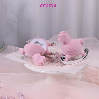 Aroma กล่องกํามะหยี่ ใส่เครื่องประดับ สร้อยข้อมือ รูปม้าน่ารัก สีชมพู