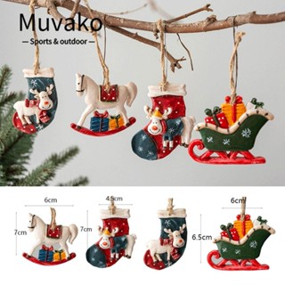 Muvako จี้เรซิ่น รูปต้นคริสต์มาส ซานต้าคลอส แฮนด์เมด สําหรับตกแต่งบ้าน 2 ชิ้น