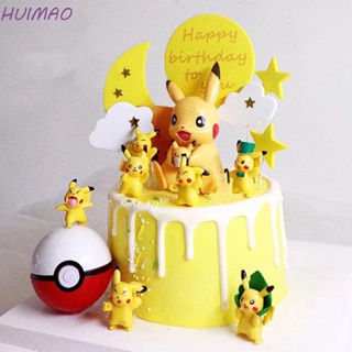 Huimao ตุ๊กตาฟิกเกอร์ การ์ตูนปิกาจู โปเกม่อน สําหรับตกแต่งเค้กวันเกิด