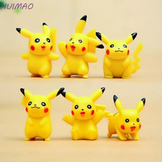 Huimao ฟิกเกอร์ PVC ลายการ์ตูนปิกาจู โปเกม่อน 4 ซม. 6 ชิ้น ต่อชุด