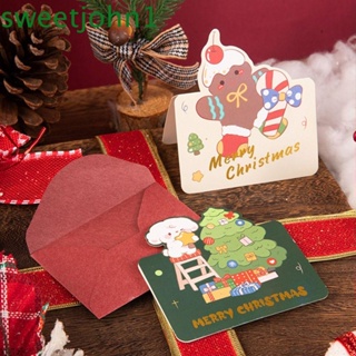 Sweetjohn การ์ดอวยพร กระดาษเปล่า ลาย Merry Christmas 10 ชิ้น