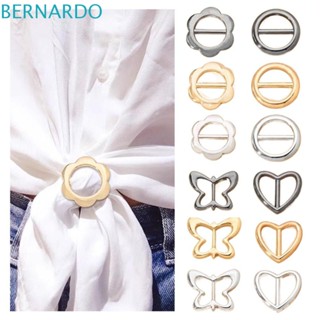 Bernardo สายรัดฮิญาบ ผ้าพันคอ ประดับหัวเข็มขัด รูปผีเสื้อ ทรงกลม สีเงิน ปรับได้ อเนกประสงค์ สําหรับผู้หญิง