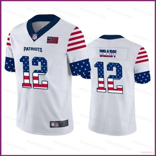 เสื้อกีฬาแขนสั้น ลายทีมชาติฟุตบอล NP2 NFL New England Patriots No.12 Brady พลัสไซซ์ สีขาว PN2