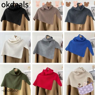 Okdeals ผ้าพันคอ ผ้าคลุมไหล่ ผ้าถัก ให้ความอบอุ่น สีพื้น แฟชั่นฤดูหนาว สําหรับผู้หญิง