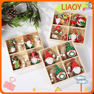 Liaoy จี้ไม้ รูปโนม งานฝีมือ สําหรับตกแต่งเทศกาลคริสต์มาส DIY 12 ชิ้น ต่อกล่อง