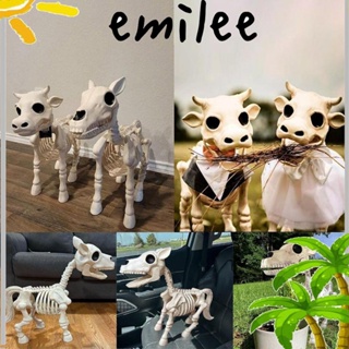 Emilee โครงกระดูกวัว เรซิ่น รูปหัวกะโหลก น่ากลัว พร็อพสําหรับตกแต่งปาร์ตี้ฮาโลวีน