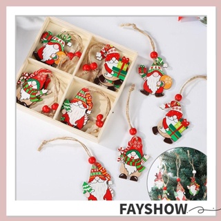 Fay จี้ไม้ รูปโนม เครื่องประดับ สําหรับตกแต่งปาร์ตี้คริสต์มาส DIY 12 ชิ้น ต่อกล่อง