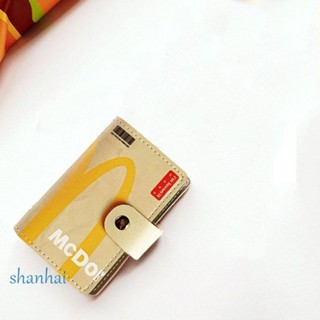 Shanhai McDonalds กระเป๋าใส่บัตร ใบขับขี่ หนัง PU ทรงคลัทช์ ใบสั้น ลายการ์ตูน สไตล์เกาหลี สําหรับเด็กผู้หญิง