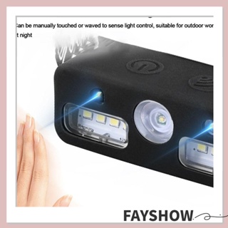 Fay ไฟฉายคาดศีรษะ ABS เซนเซอร์จับการเคลื่อนไหว ชาร์จ USB กันน้ํา 3 สี XPE+COB LED สําหรับตั้งแคมป์