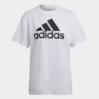 adidas เทรนนิง เสื้อยืดกีฬาทรงบอยเฟรนด์ AEROREADY Designed to Move ผู้หญิง สีขาว HE6741