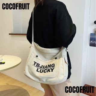 Cocofruit ไนลอน ​กระเป๋าสะพายไหล่ลําลอง ทรงโท้ท ขนาดใหญ่ จุของได้เยอะ สีขาว สีดํา สําหรับสตรี