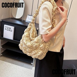 Cocofruit กระเป๋าถือ กระเป๋าสะพายไหล่ ผ้าฝ้าย และไนล่อน น้ําหนักเบา แต่งจับจีบ ลายก้อนเมฆ แฟชั่นสําหรับสตรี