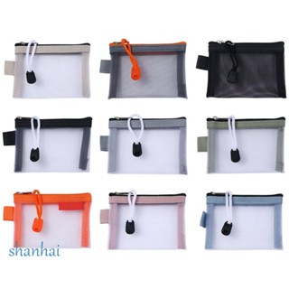 Shanhai กระเป๋าตาข่ายไนล่อนใส มีซิป ขนาดเล็ก สําหรับใส่เครื่องสําอาง บัตรเครดิต ลิปสติก