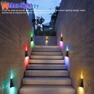 Lumiparty โคมไฟติดผนัง พลังงานแสงอาทิตย์ กันน้ํา เปลี่ยนสีได้ สําหรับตกแต่งลานบ้าน 2 ชิ้น