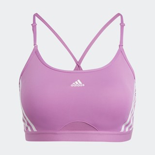 adidas เทรนนิง สปอร์ตบราซัพพอร์ตระดับต่ำ adidas Aeroreact 3-Stripes ผู้หญิง สีม่วง HK2211