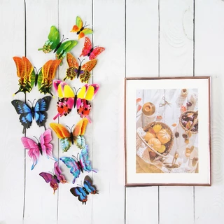 ผีเสื้อ 3มิติ สวย ลายเหมือนจริง 1ชุดได้12ตัว 3D Butterfly ปีก2ชั้น Double Layer
