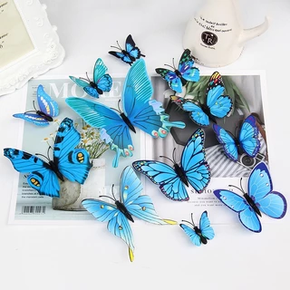ผีเสื้อ 3มิติ สวย ลายเหมือนจริง 1ชุดได้12ตัว 3D Butterfly ปีก2ชั้น Double Layer