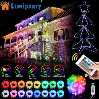 Lumiparty สายไฟ Led 100 ดวง 33 ฟุต 16 สี 4 โหมด Ip65 กันน้ํา สําหรับตกแต่งสวน ปาร์ตี้ กลางแจ้ง