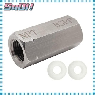 Suqi อะแดปเตอร์เกลียวภายใน 1/8 BSPP ตัวเมีย 1/8 NPT ตัวเชื่อมต่อตัวเมีย หัวคู่ สีเงิน สเตนเลส PCP อะแดปเตอร์เพนท์บอล