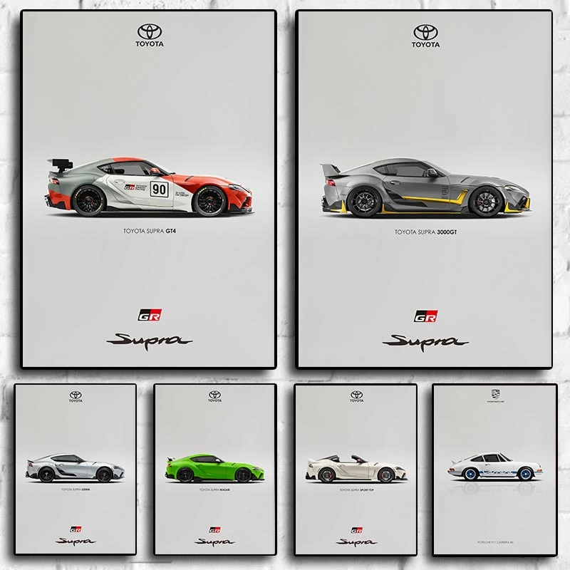 Supra รถโปสเตอร์ GR Fast และ Furious กีฬารถ GTR รถแข่งผ้าใบภาพวาด Racer Motorsport Room Wall Art ภาพตกแต่งบ้าน